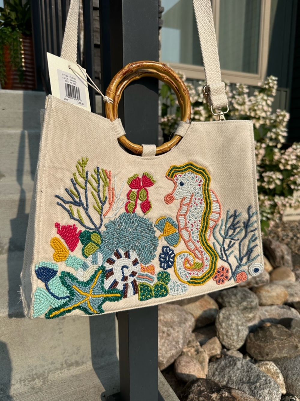 NWT Viral Beaded Seahorse Purse Coastal Beach Tote Crossbody Bag